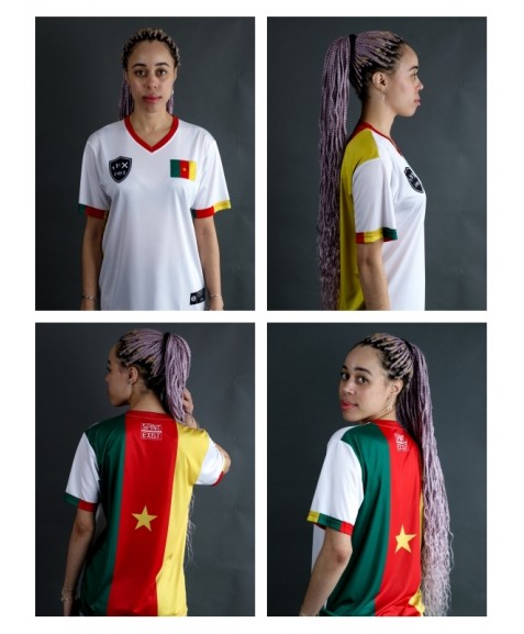 V-Neck Cameroon Flag T-Shirt